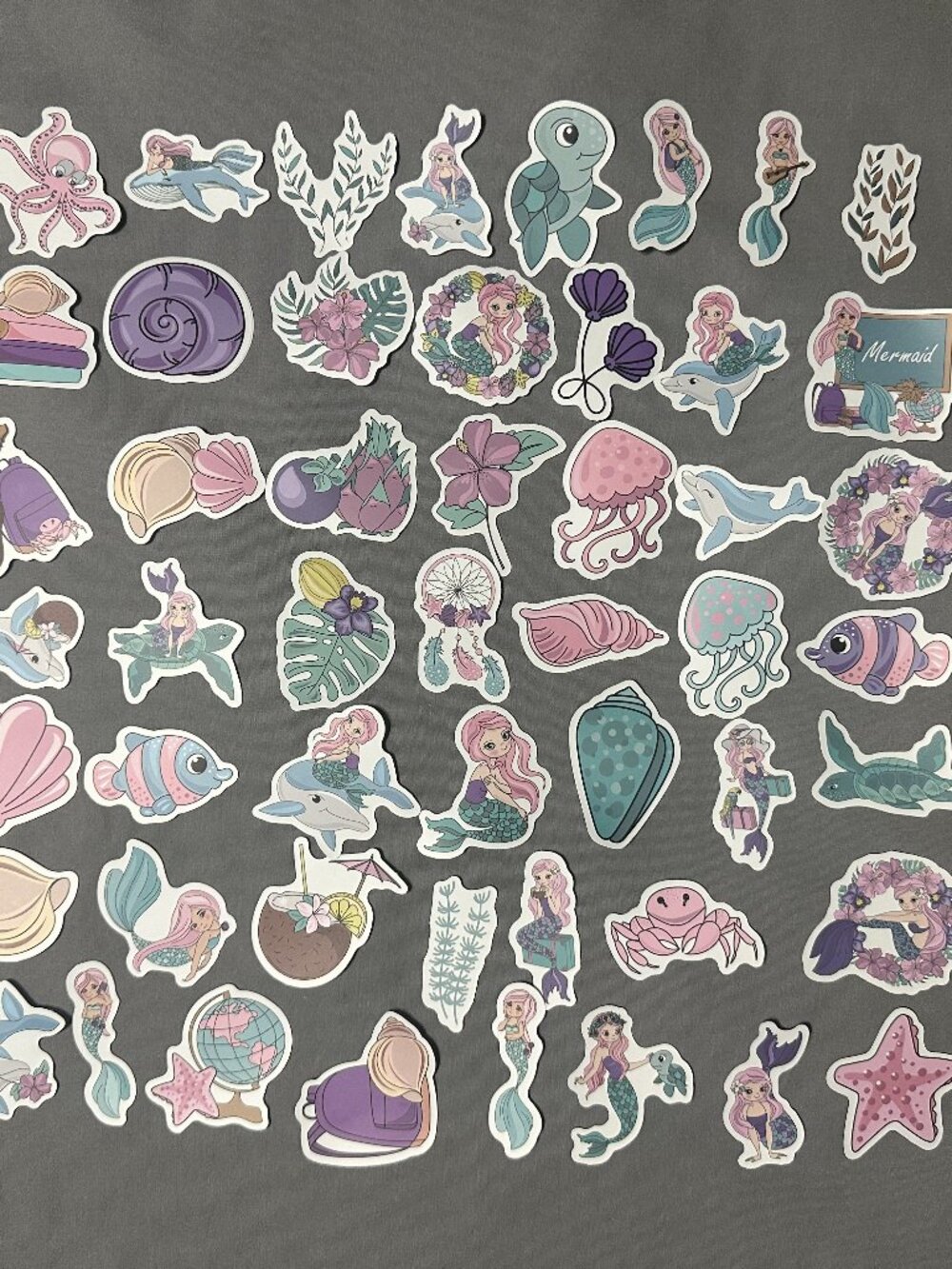 Mermaid Theme Vinyl Stickers Pack - 50 Pieces